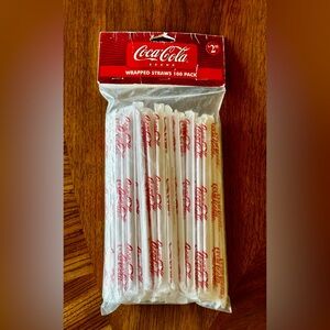 Coca Cola Straws (86) Vintage in Paper Wrappers Opened pack. Perfect for refill!